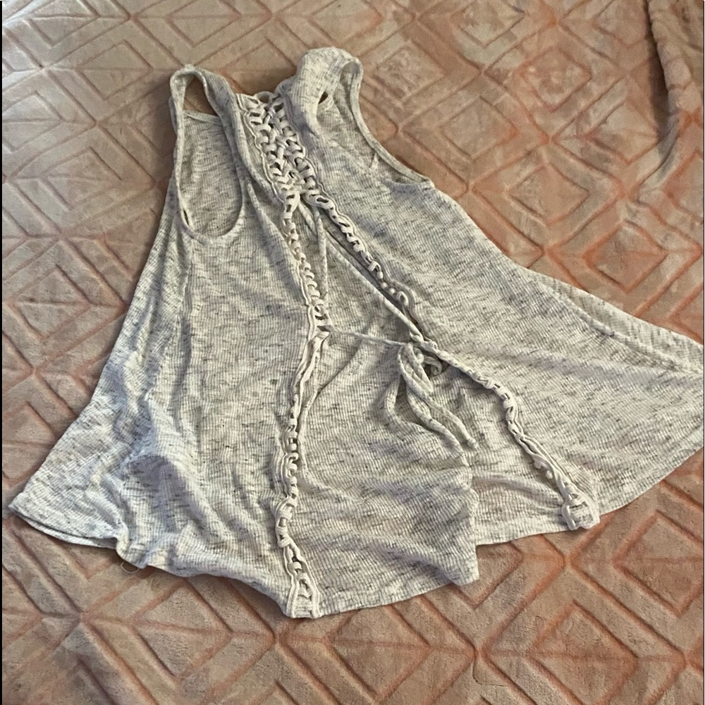 Flared tank w-crisscross tie back